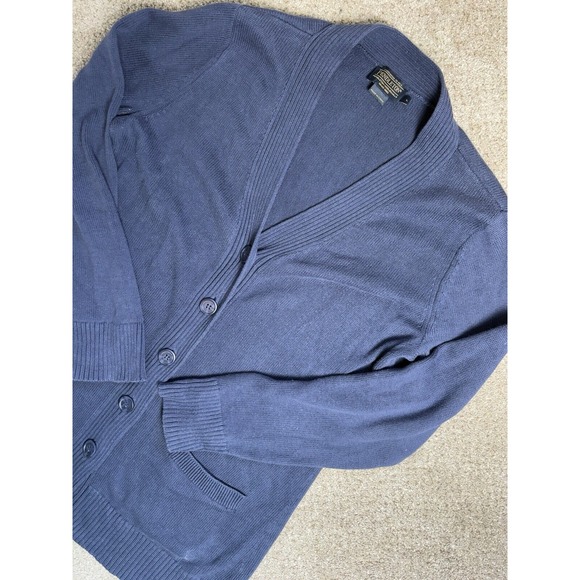Pendleton Sweaters - Pendleton Women's Large V Neck Cardigan Sweater Cotton Navy Blue‎ Long Sleeve